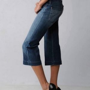 7 for all Mankind Crop Dojo Jeans Womens 29 Medium Rinse Wide Leg Mid Rise